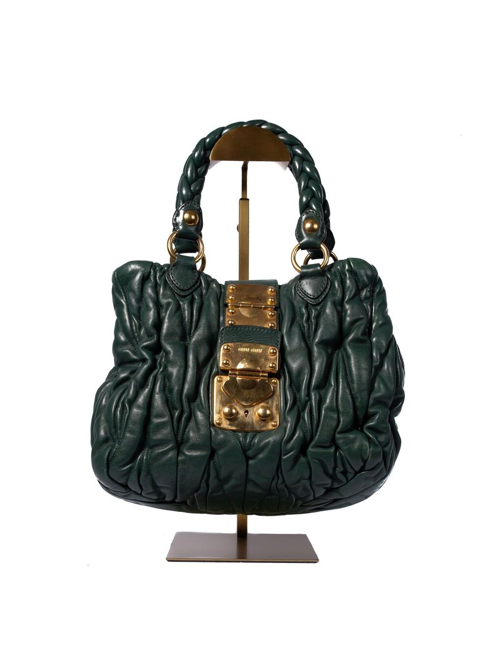 Miu Miu Hobo Style Green Matelasse